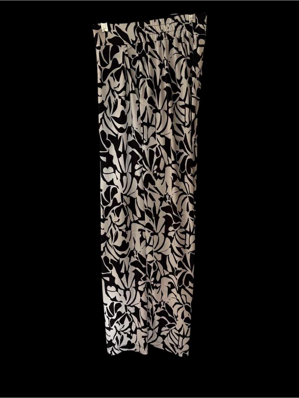 Three Dots Black & White Botanical Wide-Leg Pants